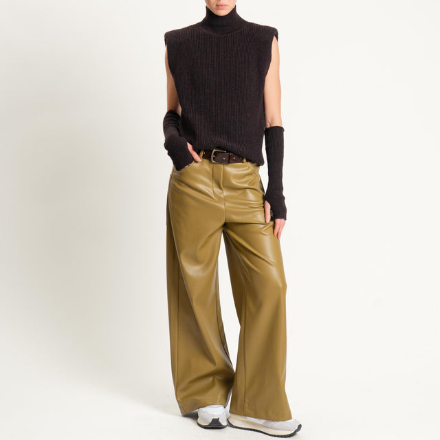 Dixie-Pantalone similpelle wide leg - olio