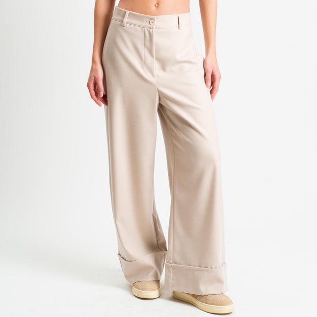 Dixie-Pantalone con risvolto - gesso