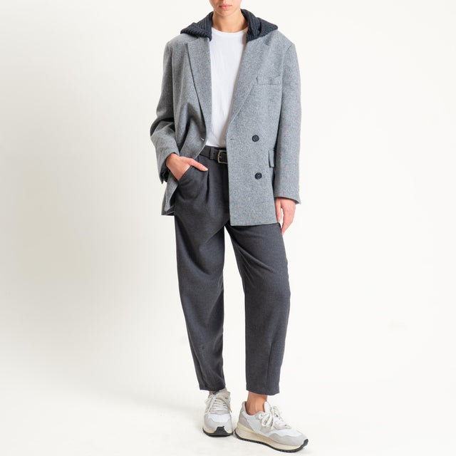 Dixie-Pantalone carrot fit in flanella - antracite