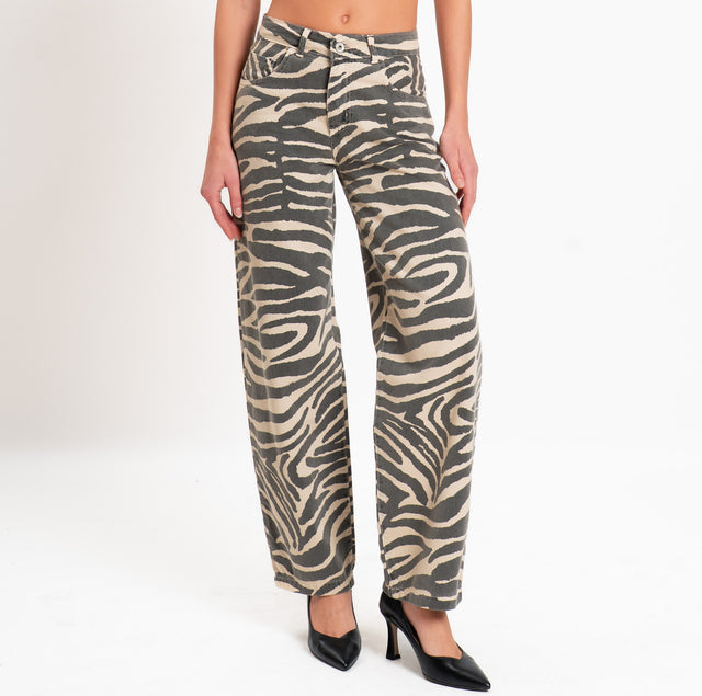 Dixie-Pantalone EVA fantasia zebrata - beige/nero