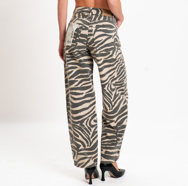 Dixie-Pantalone EVA fantasia zebrata - beige/nero