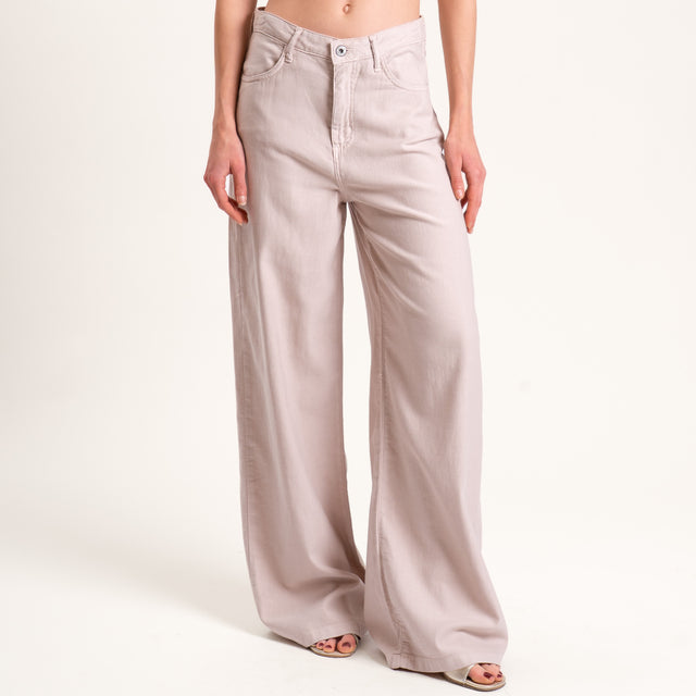 Dixie-Pantalone wide leg drill cotone - sand