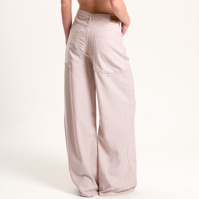 Dixie-Pantalone wide leg drill cotone - sand