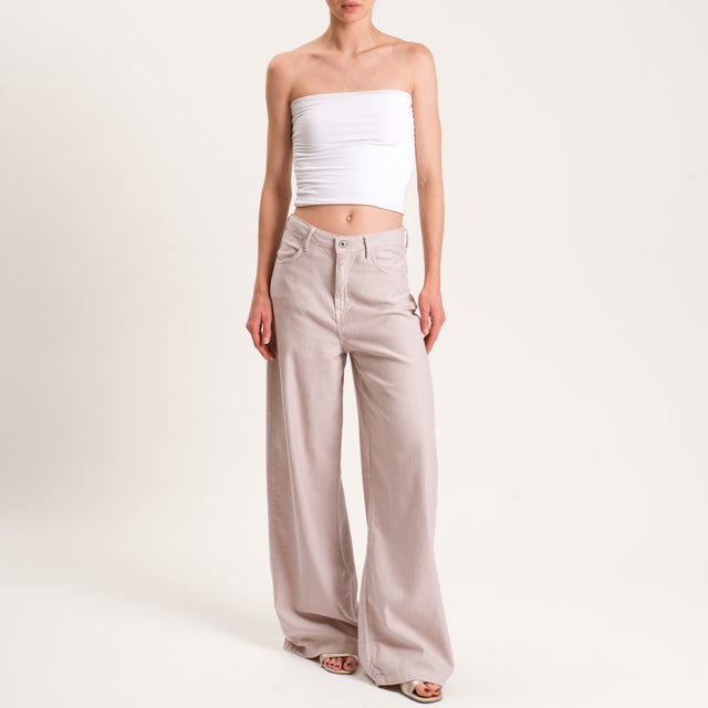 Dixie-Pantalone wide leg drill cotone - sand
