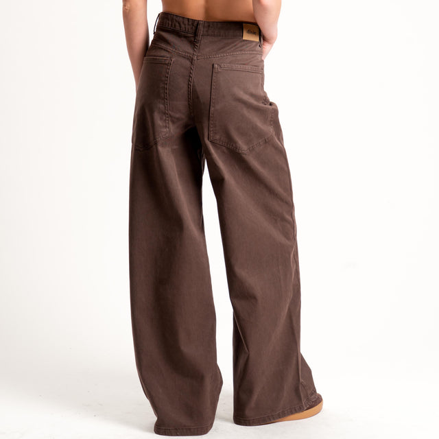 Dixie-Jeans wide leg drill elasticizzato - moro