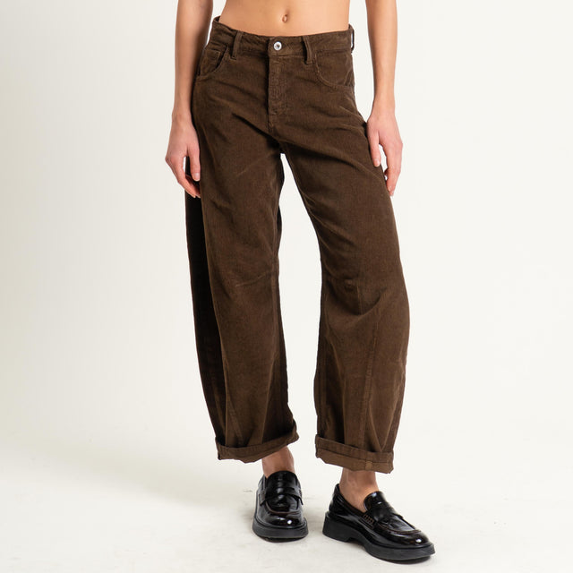 Dixie-Pantalone barrel velluto mille righe - moro