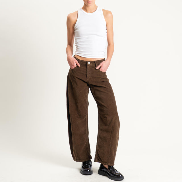 Dixie-Pantalone barrel velluto mille righe - moro
