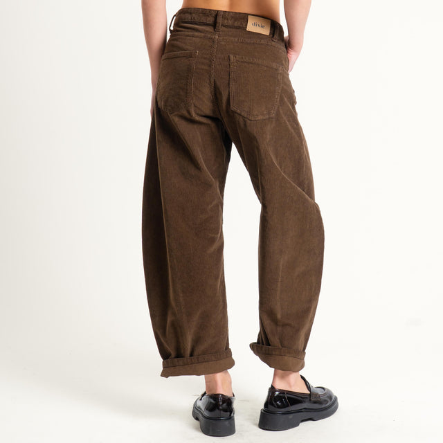 Dixie-Pantalone barrel velluto mille righe - moro