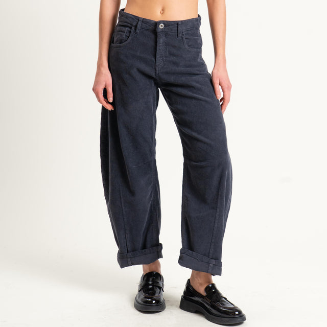 Dixie-Pantalone barrel velluto mille righe - piombo
