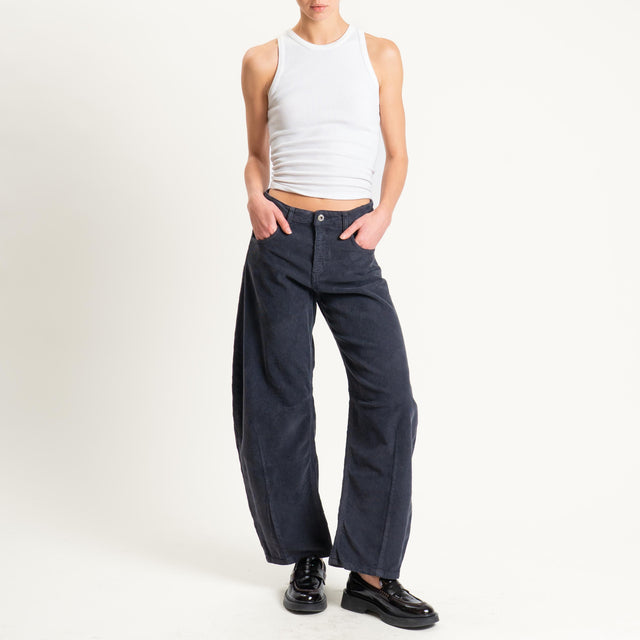 Dixie-Pantalone barrel velluto mille righe - piombo