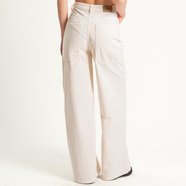 Dixie-Pantalone wide leg velluto mille righe - burro