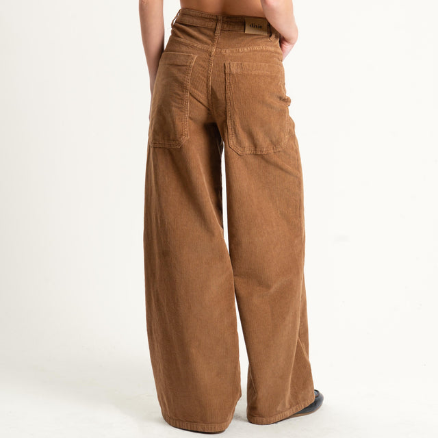 Dixie-Pantalone wide leg velluto mille righe - camel