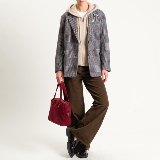 Dixie-Pantalone wide leg velluto mille righe - moro
