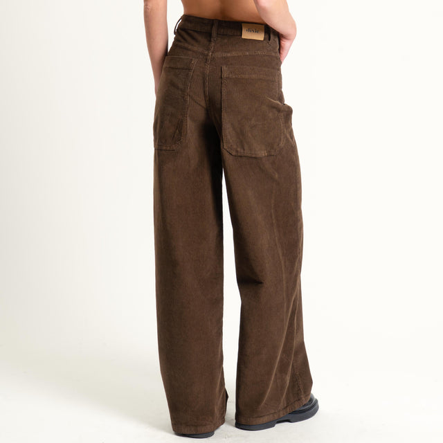 Dixie-Pantalone wide leg velluto mille righe - moro