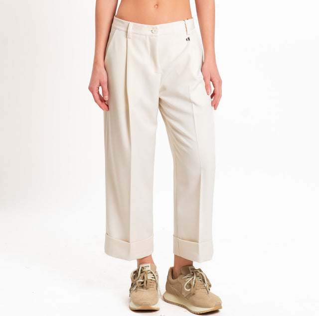 Dixie-Pantalone con risvolto - panna