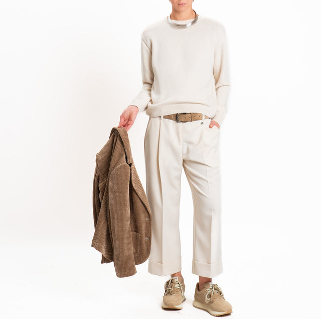 Dixie-Pantalone con risvolto - panna