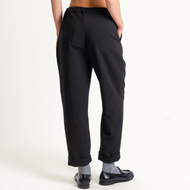 Dixie-Pantalone con pinces elastico dietro - nero