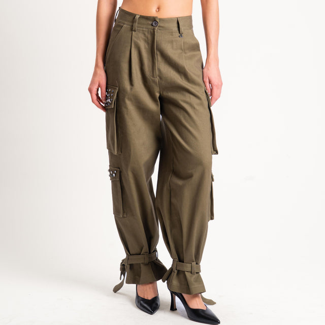 Dixie-Pantalone cargo con strass - militare