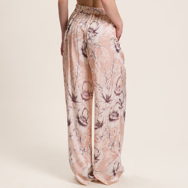 Dixie-Pantalone satin fantasia floreale - cipria/burro
