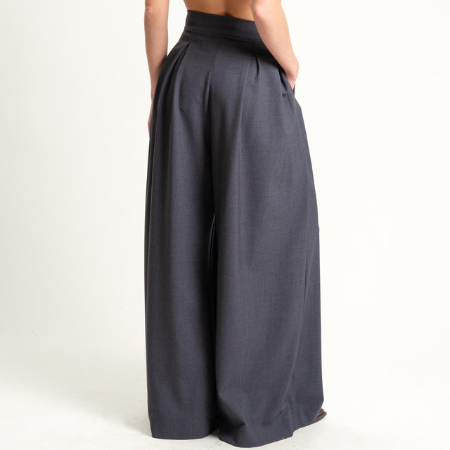 Dixie-Pantalone wide leg con pinces - antracite