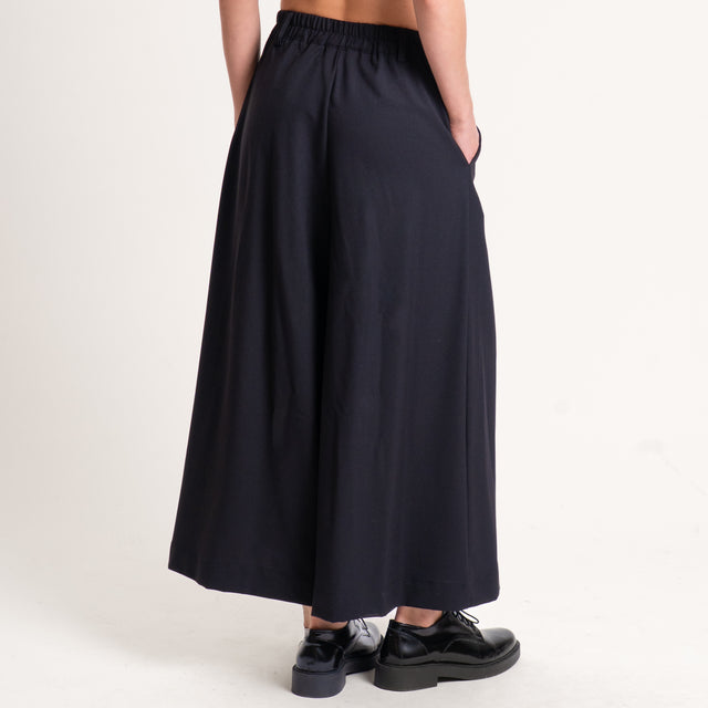 Dixie-Pantalone cropped con pinces elastico in vita - nero