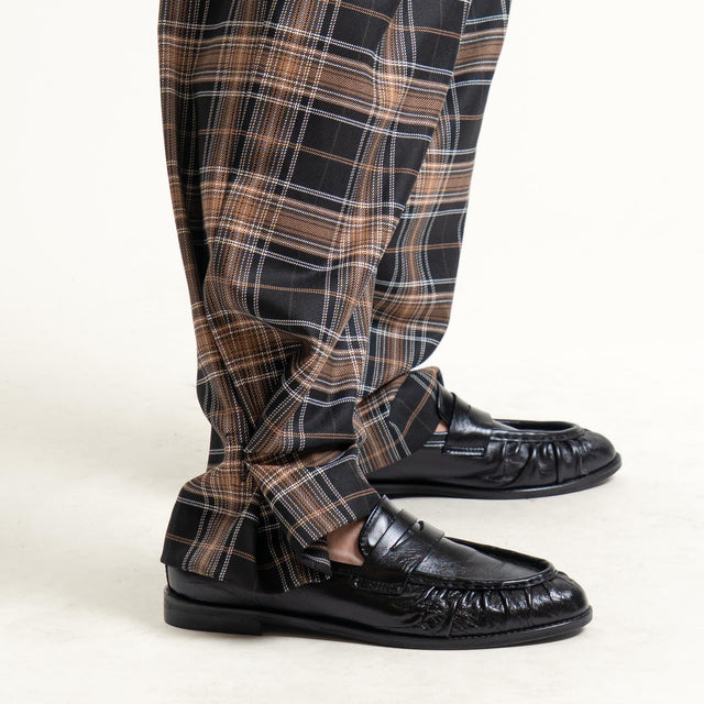 Dixie-Pantalone check con pinces - nero/moro
