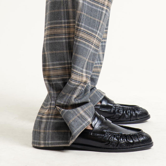 Dixie-Pantalone check con pinces - grigio/nero
