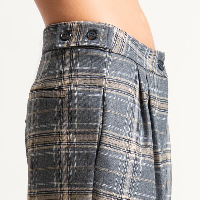 Dixie-Pantalone check con pinces - grigio/nero