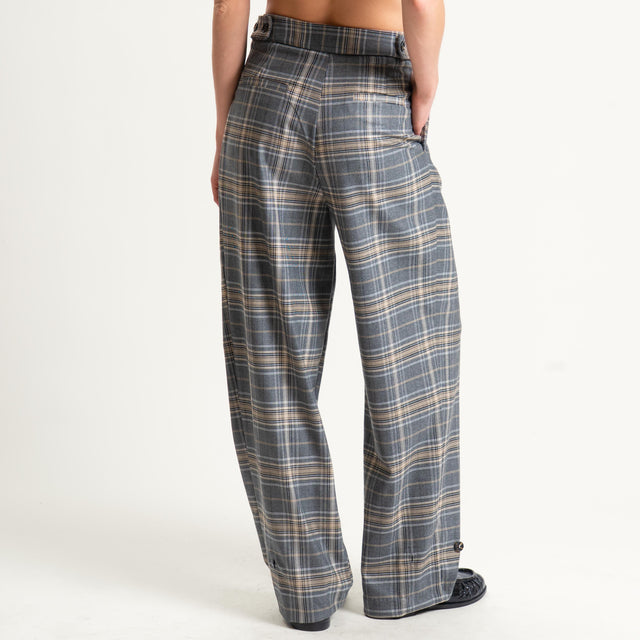 Dixie-Pantalone check con pinces - grigio/nero