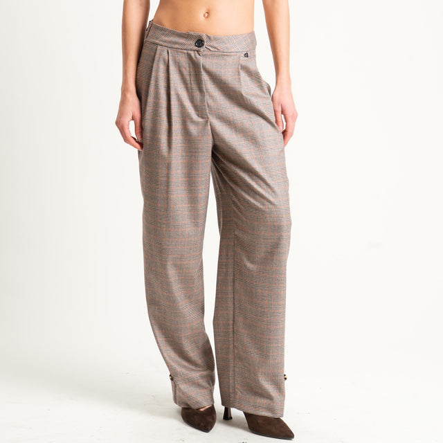 Dixie-Pantalone principe di galles con pinces - moro/coccio/sand