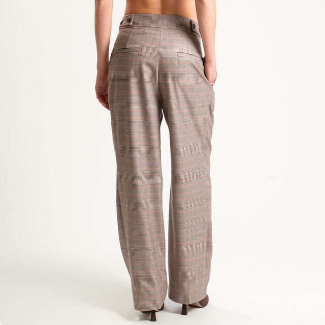 Dixie-Pantalone principe di galles con pinces - moro/coccio/sand