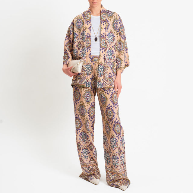 Dixie-Pantalone fantasia elastico dietro - peach/militare/purple