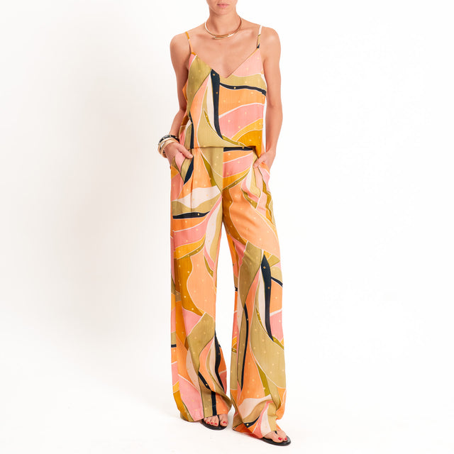 Dixie-Pantalone fantasia elastico dietro - orange/salvia/ocra