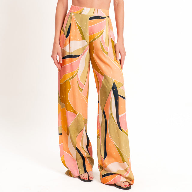 Dixie-Pantalone fantasia elastico dietro - orange/salvia/ocra