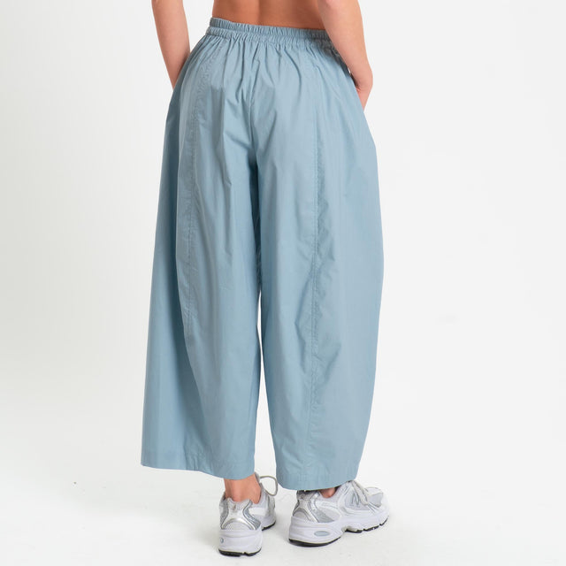 Dixie-Pantalone popeline balloon elastico in vita - azzurro