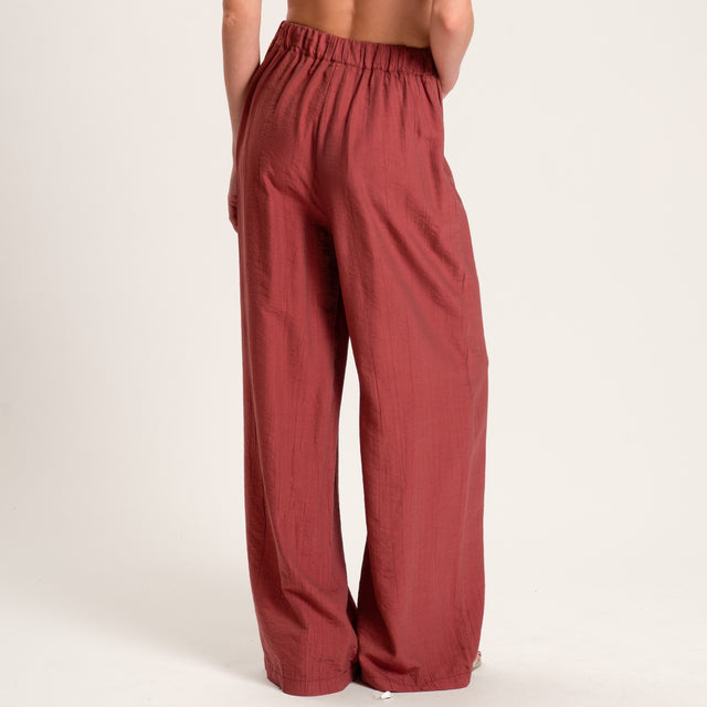 Dixie-Pantalone viscosa goffrato elastico in vita - burdungy