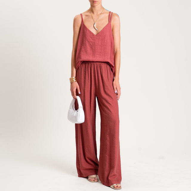 Dixie-Pantalone viscosa goffrato elastico in vita - burdungy