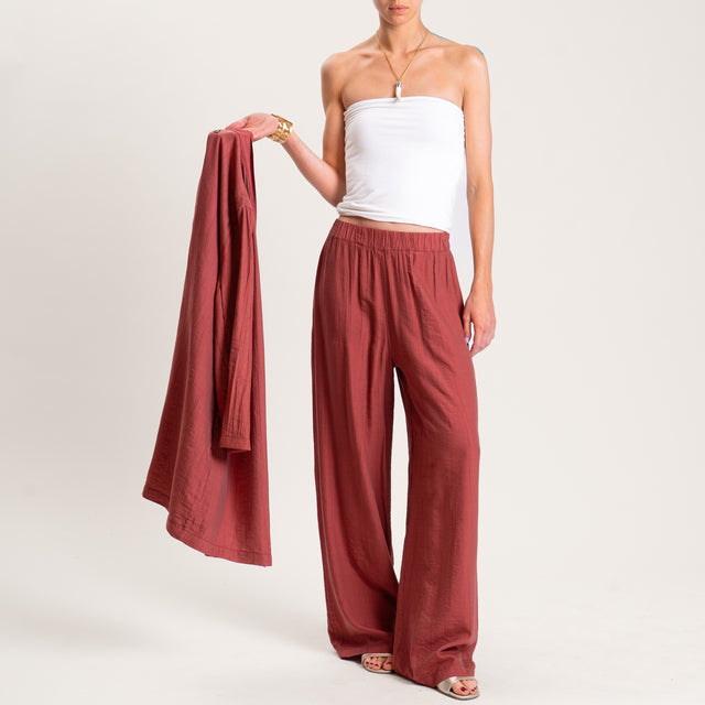 Dixie-Pantalone viscosa goffrato elastico in vita - burdungy