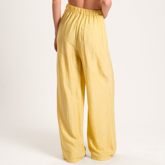 Dixie-Pantalone viscosa goffrato elastico in vita - kaky