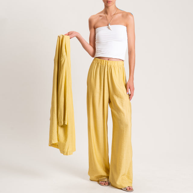 Dixie-Pantalone viscosa goffrato elastico in vita - kaky