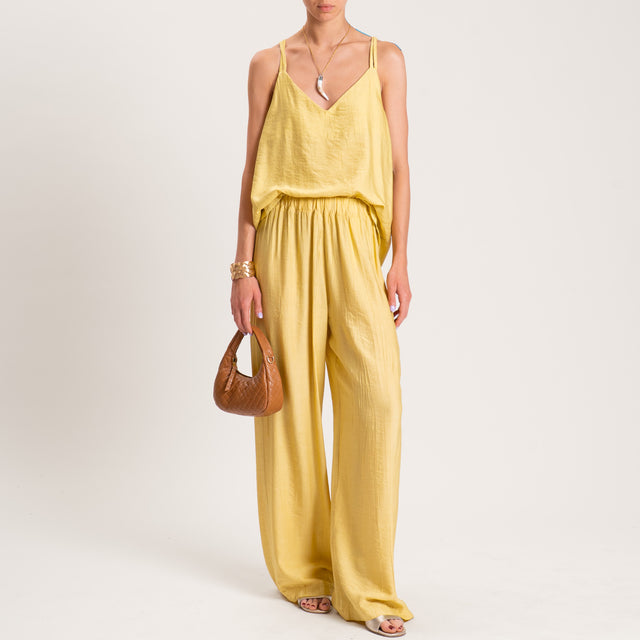 Dixie-Pantalone viscosa goffrato elastico in vita - kaky