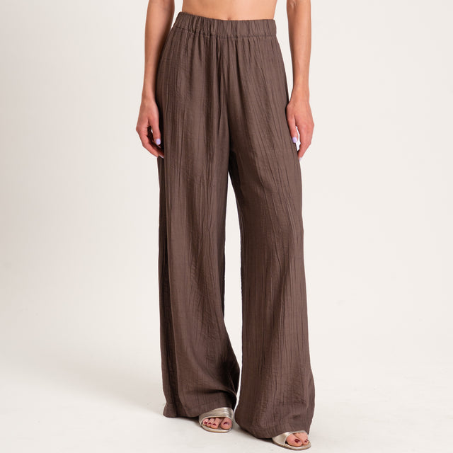 Dixie-Pantalone viscosa goffrato elastico in vita - moro