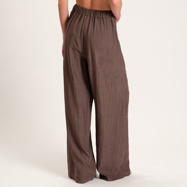 Dixie-Pantalone viscosa goffrato elastico in vita - moro