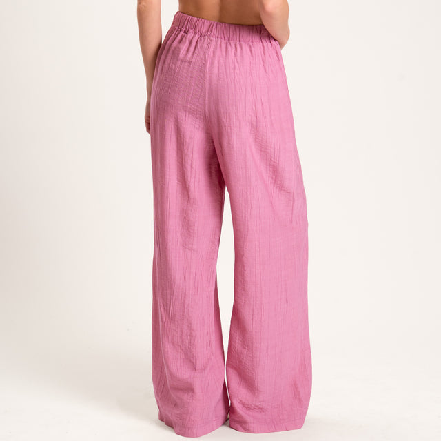 Dixie-Pantalone viscosa goffrato elastico in vita - onion