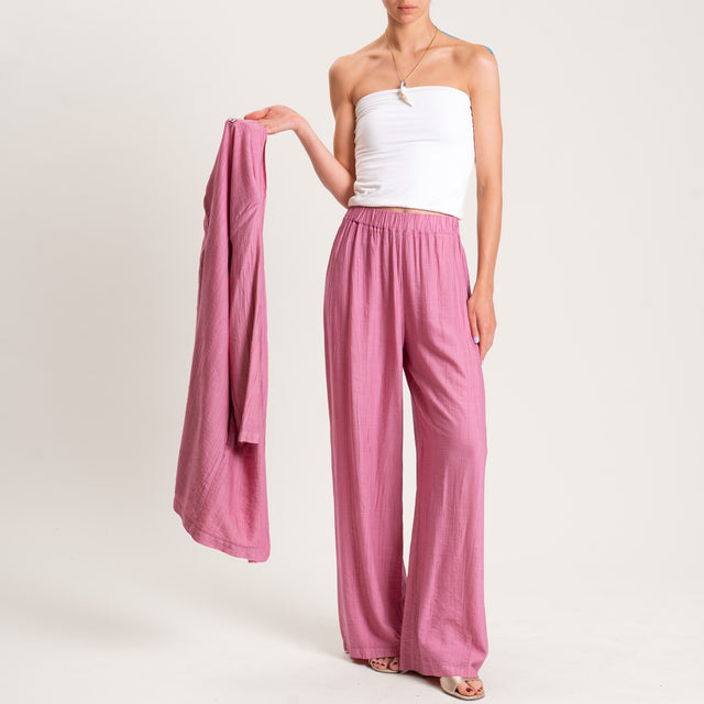 Dixie-Pantalone viscosa goffrato elastico in vita - onion