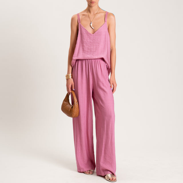 Dixie-Pantalone viscosa goffrato elastico in vita - onion