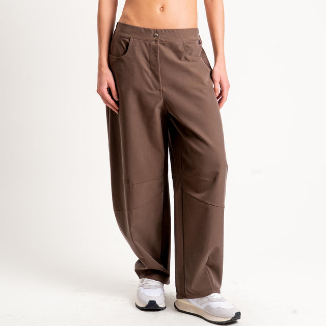 Dixie-Pantalone barrel elastico dietro - moro