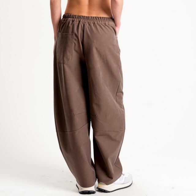 Dixie-Pantalone barrel elastico dietro - moro