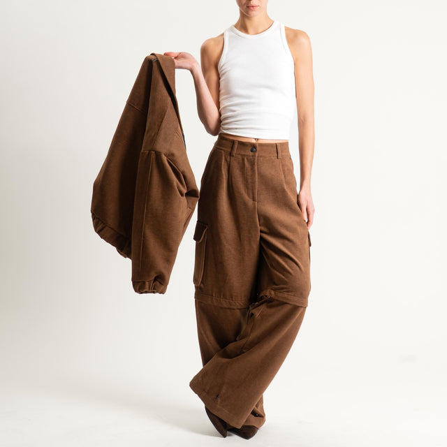 Dixie- Pantalone/bermuda cargo - castagna