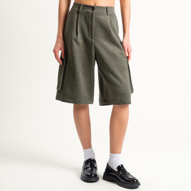 Dixie- Pantalone/bermuda cargo - militare
